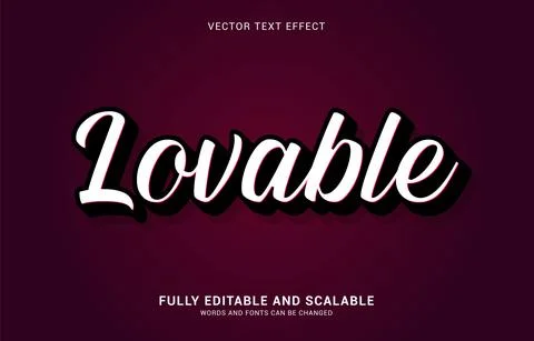 Editable text effect, Lovable style Stock Illustration