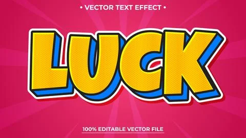 Editable text effect Luck pop art cartoon comic style 3d template Illustrazione stock