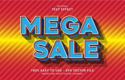 Editable text effect, Mega Sale Stock Illustration