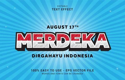 Editable text effect, Merdeka Cartoon style Stock Illustration