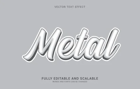 Editable text effect, Metal style Stock Illustration