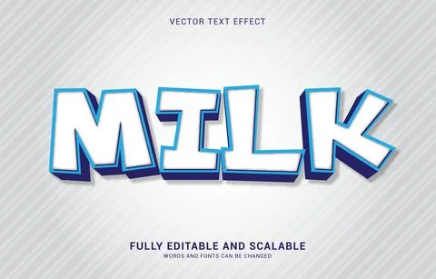 Editable text effect, Milk style Stock Illustration