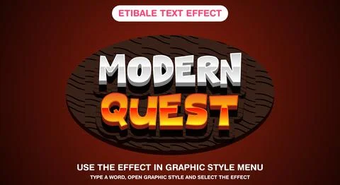 Editable text effect Modern quest cartoon style 스톡 일러스트