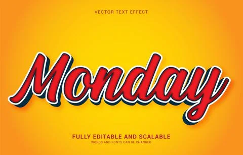 Editable text effect, Monday style Stock Illustration