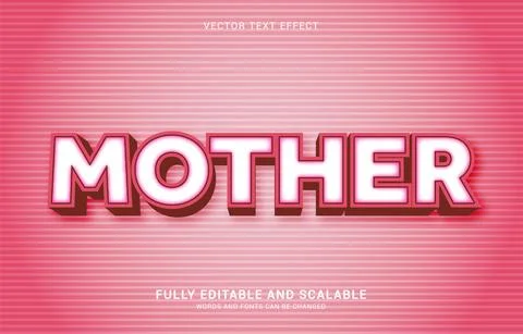 Editable text effect, Mother style Illustrazione stock
