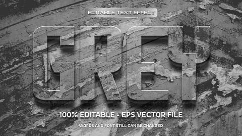 Editable text effect with natural stone background Stock Illustration