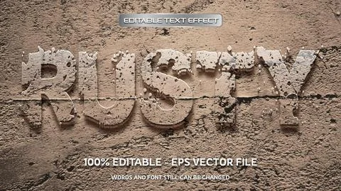 Editable text effect with natural stone background Stock Illustration