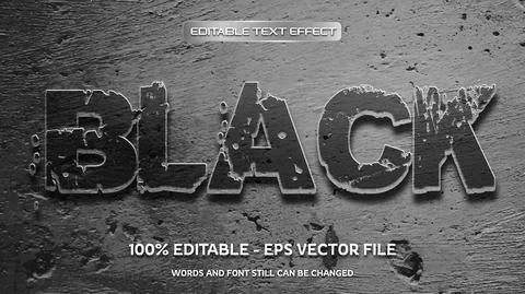 Editable text effect with natural stone background Stock Illustration