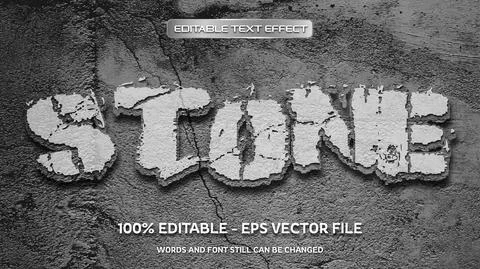 Editable text effect with natural stone background Stock Illustration