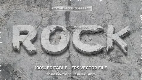 Editable text effect with natural stone background Stock Illustration