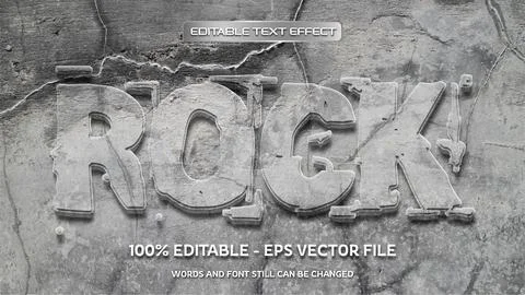 Editable text effect with natural stone background Stock Illustration