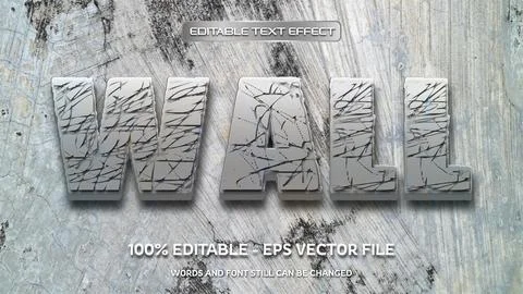 Editable text effect with natural stone background Stock Illustration