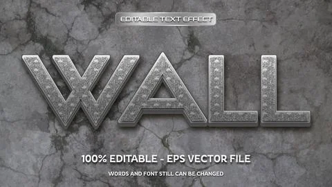 Editable text effect with natural stone background Stock Illustration