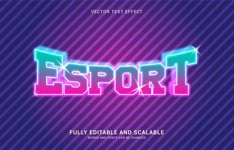 Editable text effect, Neon Esports style Stock Illustration