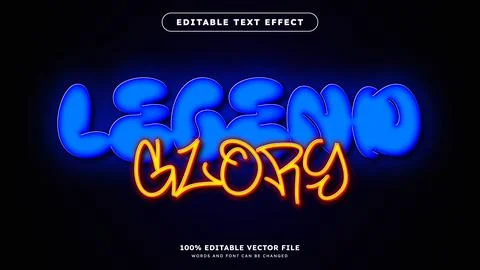 Editable Text Effect Neon Graffiti Blue and Yellow Light Streetwear Style Illustrazione stock