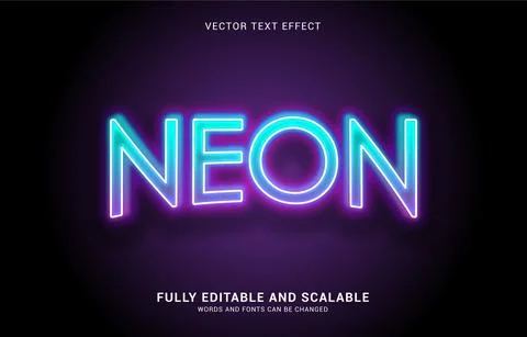 Editable text effect, Neon Light style Stock Illustration