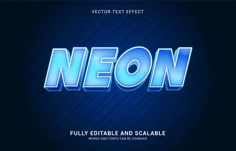 Editable text effect, Neon style Stock Illustration