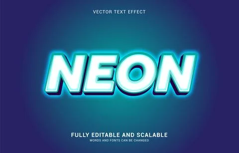 Editable text effect, Neon style Stock Illustration