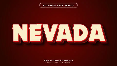 Editable text effect Nevada Vintage Cartoon template style vector Stock Illustration