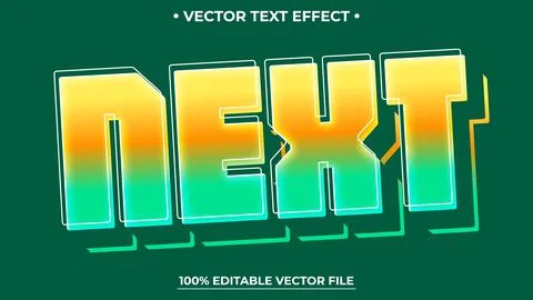 Editable text effect Next 3d Cartoon template Gradient style Stock Illustration