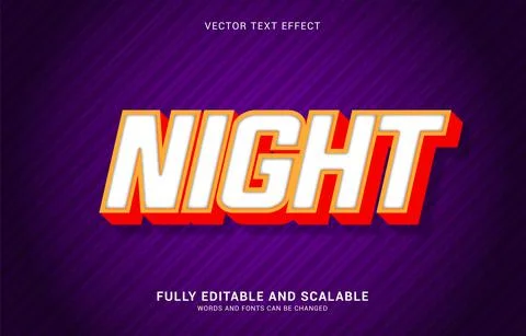 Editable text effect, Night style Stock Illustration