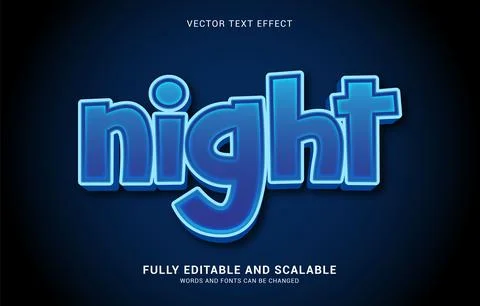 Editable text effect, Night style Stock Illustration