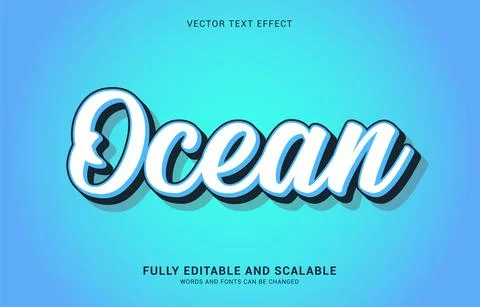 Editable text effect, Ocean style Stock Illustration