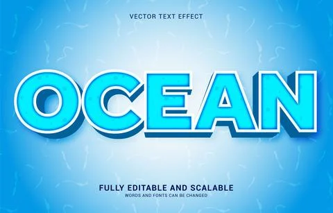 Editable text effect, Ocean style Illustrazione stock