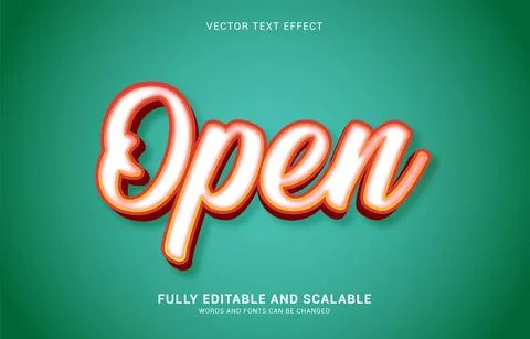 Editable text effect, Open style Stock Illustration
