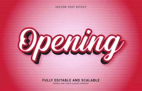 Editable text effect, Opening style Stock Illustration