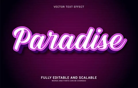 Editable text effect, Paradise style Stock Illustration