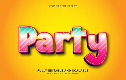 Editable text effect, Party style Stock Illustration