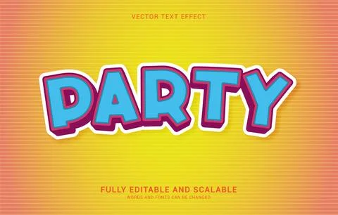 Editable text effect, Party style Stock Illustration