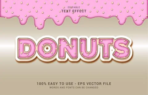 Editable text effect, Pink Donut style Stock Illustration