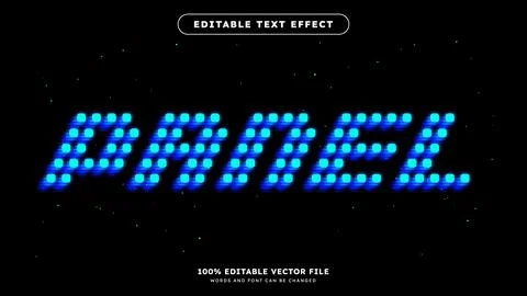 Editable Text Effect Pixel Dot Matrix and Neon color Style Illustrazione stock