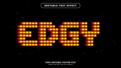 Editable Text Effect Pixel Dot Matrix and Neon color Style Illustrazione stock