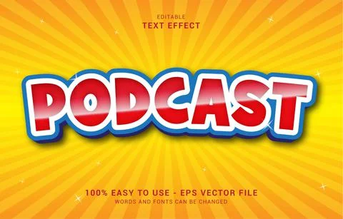 Editable text effect, Podcast style Stock Illustration