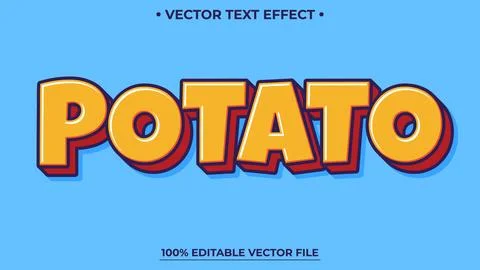 Editable text effect Potato 3d Cartoon template style premium vector Illustrazione stock