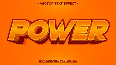Editable text effect Power 3d realistic template modern style Stock Illustration