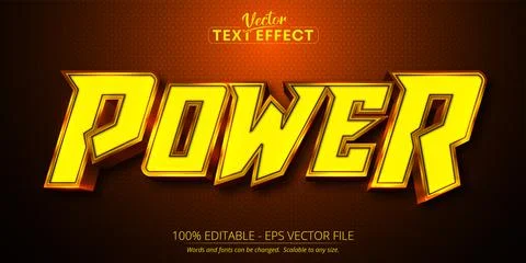 Editable text effect - power text, cartoon text style	 Stock Illustration