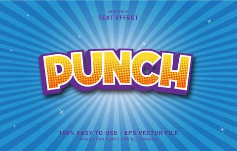 Editable text effect, Punch Cartoon style Stock Illustration