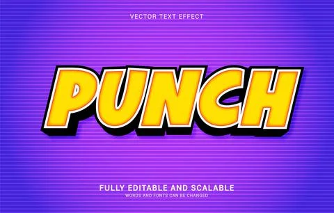 Editable text effect, Punch style Stock Illustration