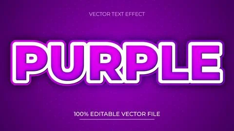 Editable text effect with purple color 3d style and editable Stock Illustration