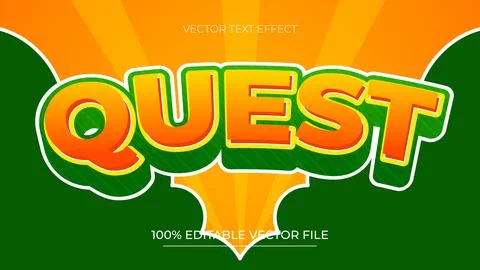 Editable text effect Quest With Green Leaf Background Stock Illustration