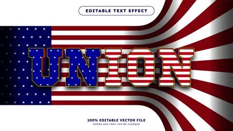 Editable Text Effect with realistic American Flag in 3d Typography on Ameri.. Stock Illustration