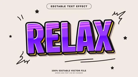 Editable text effect Relax 3d cartoon template style premium vector Ilustración de archivo