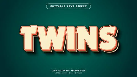 Editable text effect Retro 3d vintage cartoon style vector Stock Illustration