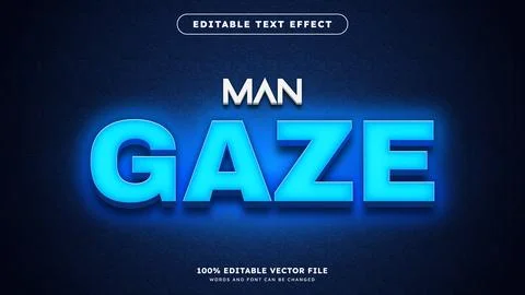 Editable Text effect retro and blue glowing Neon light text style Stock Illustration