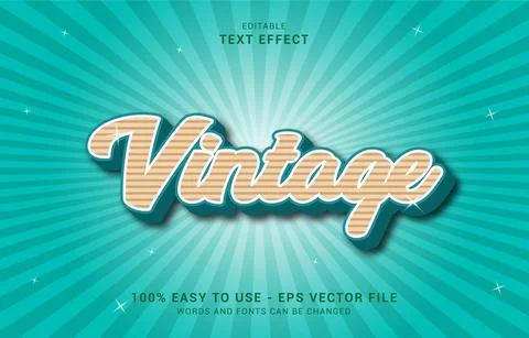 Editable text effect, Retro Vintage style Stock Illustration