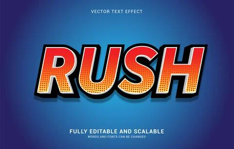 Editable text effect, Rush style Stock Illustration